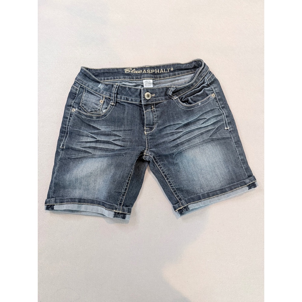 Blue Asphalt Bermuda Denim Shorts Dark Wash Whiskered Size 5 [Excellent Used]